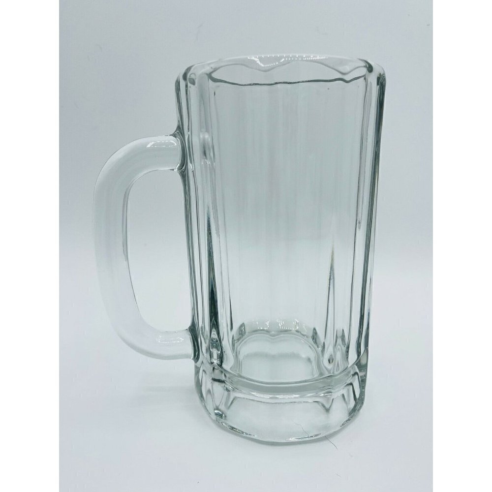 Libbey German Style Glass Beer Stein 14oz Super Mug 10 Panel Vintage Barware